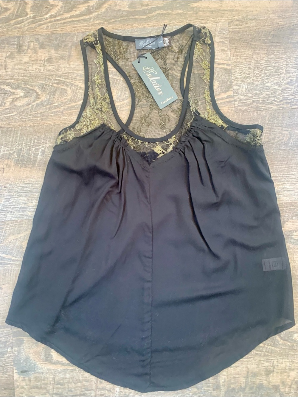 Collection Costa Blanca Lace-Back Black Tank Top
